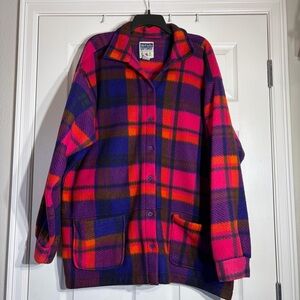 Vintage Plaid Fleece Shacket Jacket 2X